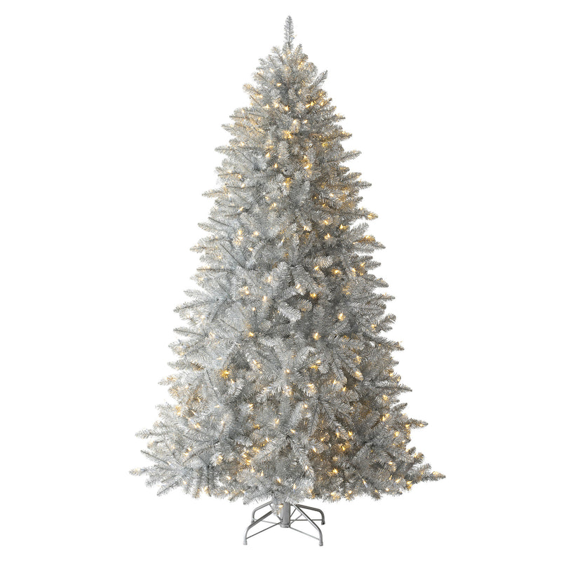 Treetopia Luxe Pure Platinum 6 Foot Prelit Tinsel Christmas Tree (Open Box)