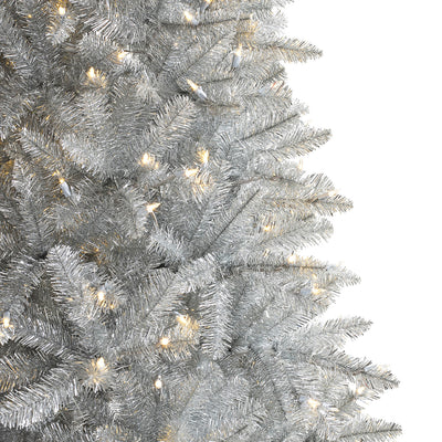 Treetopia Luxe Pure Platinum 6 Foot Artificial Prelit Tinsel Christmas Tree