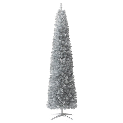 Treetopia Shimmering Silver 7 Ft Prelit Pencil Tinsel Christmas Tree (Open Box)