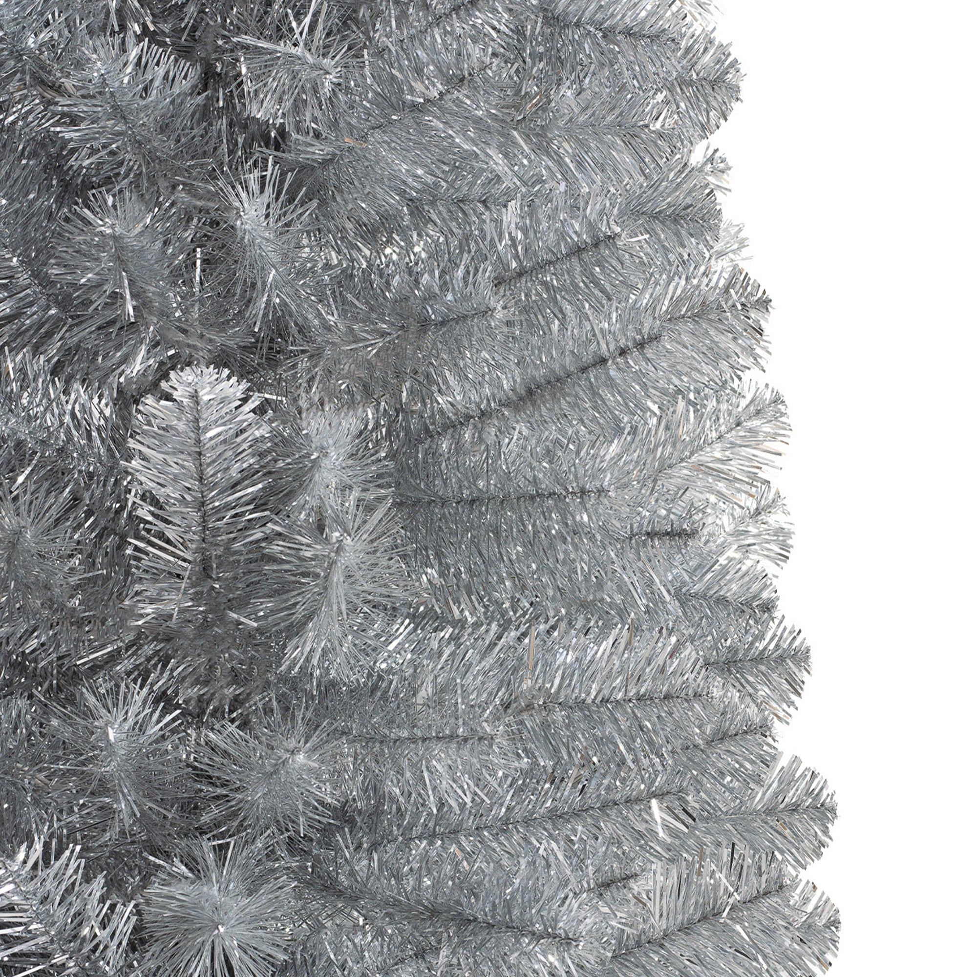 Treetopia Shimmering Silver 7 Ft Artificial Prelit Pencil Tinsel Christmas Tree