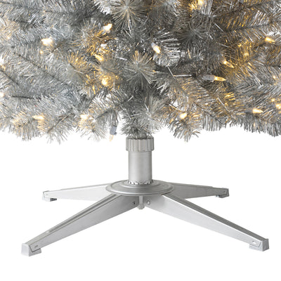 Treetopia Shimmering Silver 7 Ft Artificial Prelit Pencil Tinsel Christmas Tree