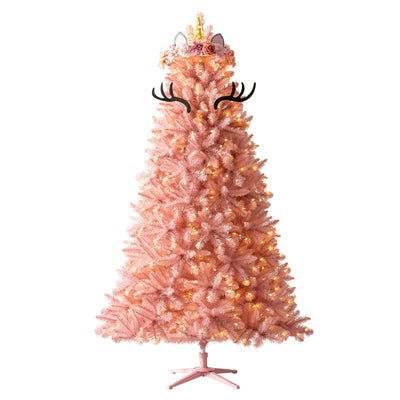 Pretty in Pink 8 Foot Artificial Prelit Christmas Tree with Stand (Open Box)