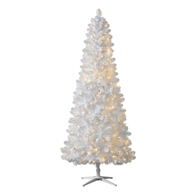 Treetopia All Snowed In White 8 Ft Prelit Slim Christmas Tree w/Stand (Open Box) - VMInnovations