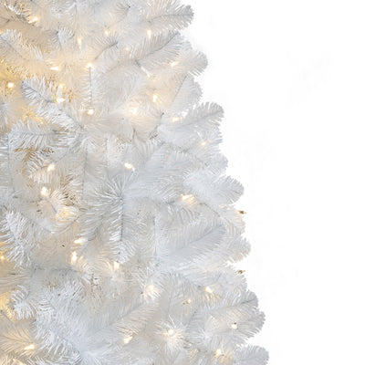 Treetopia All Snowed In White 8 Ft Prelit Slim Christmas Tree w/Stand (Open Box) - VMInnovations