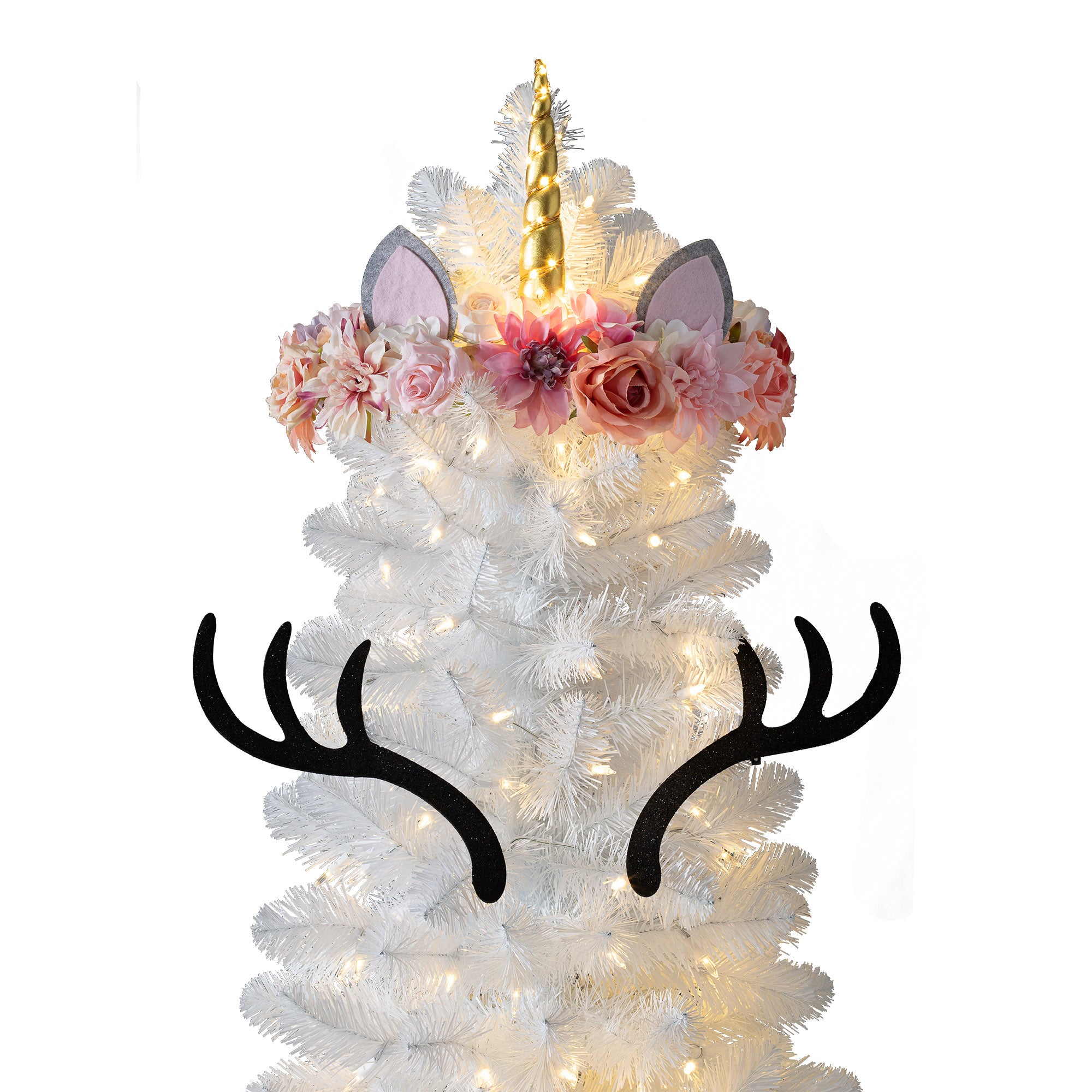 Treetopia All Snowed In White 8 Ft Artificial Prelit Slim Christmas Tree w/Stand - VMInnovations