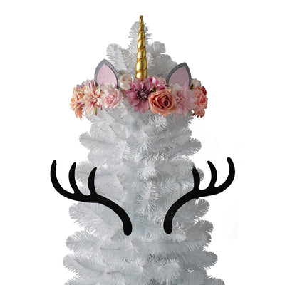 Treetopia All Snowed In White 8 Ft Artificial Prelit Slim Christmas Tree w/Stand - VMInnovations