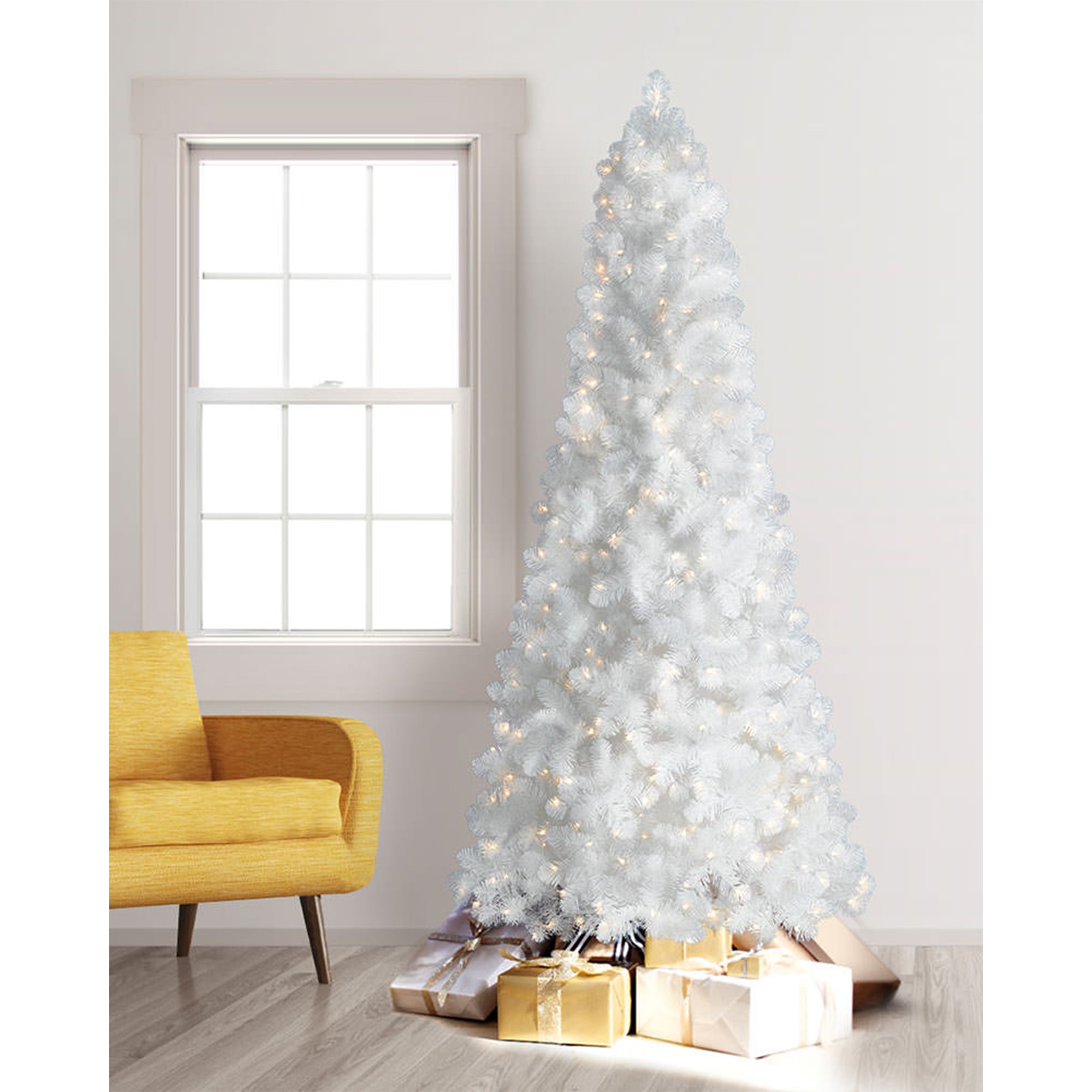 Treetopia All Snowed In White 8 Ft Prelit Slim Christmas Tree w/Stand (Open Box)