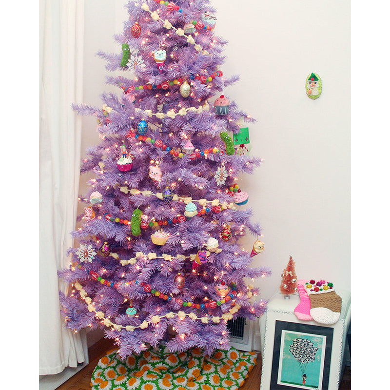 Treetopia Lively Lavender 7 Foot Artificial Prelit Full Christmas Tree w/ Stand