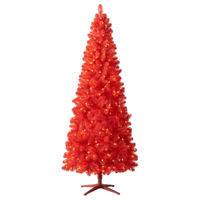 Treetopia Candy Apple Red 6 Foot Artificial Prelit Slim Christmas Tree w/Stand