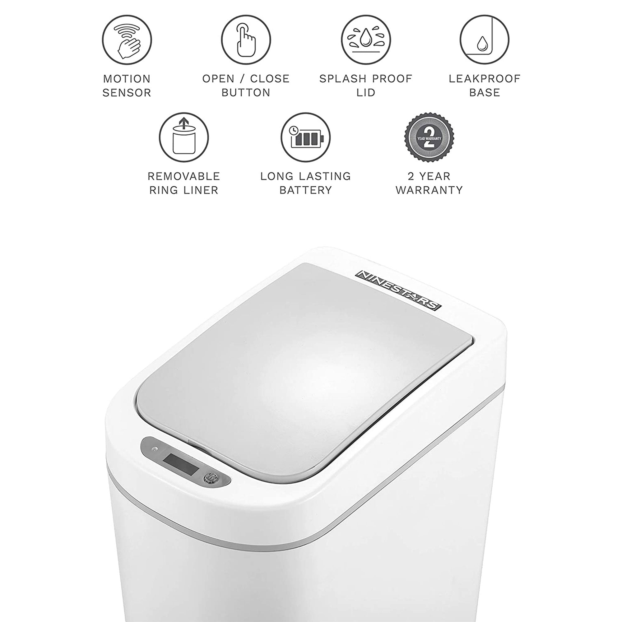 AMZ-7-2 1.8 Gallon Automatic Motion Sensor Compact Trash Can, (Open Box) - VMInnovations