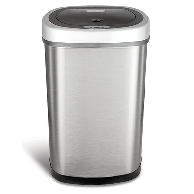 NINESTARS 13.2 Gal Steel Hands Free Motion Sensor Garbage Trash Can (Open Box) - VMInnovations