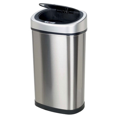NINESTARS 13.2 Gallon Stainless Steel Motion Sensor Garbage Trash Can (2 Pack)