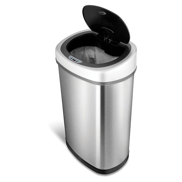 NINESTARS 13.2 Gal Steel Hands Free Motion Sensor Garbage Trash Can (Used) - VMInnovations