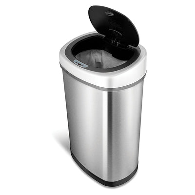 NINESTARS 13.2 Gal Steel Hands Free Motion Sensor Garbage Trash Can (Open Box) - VMInnovations