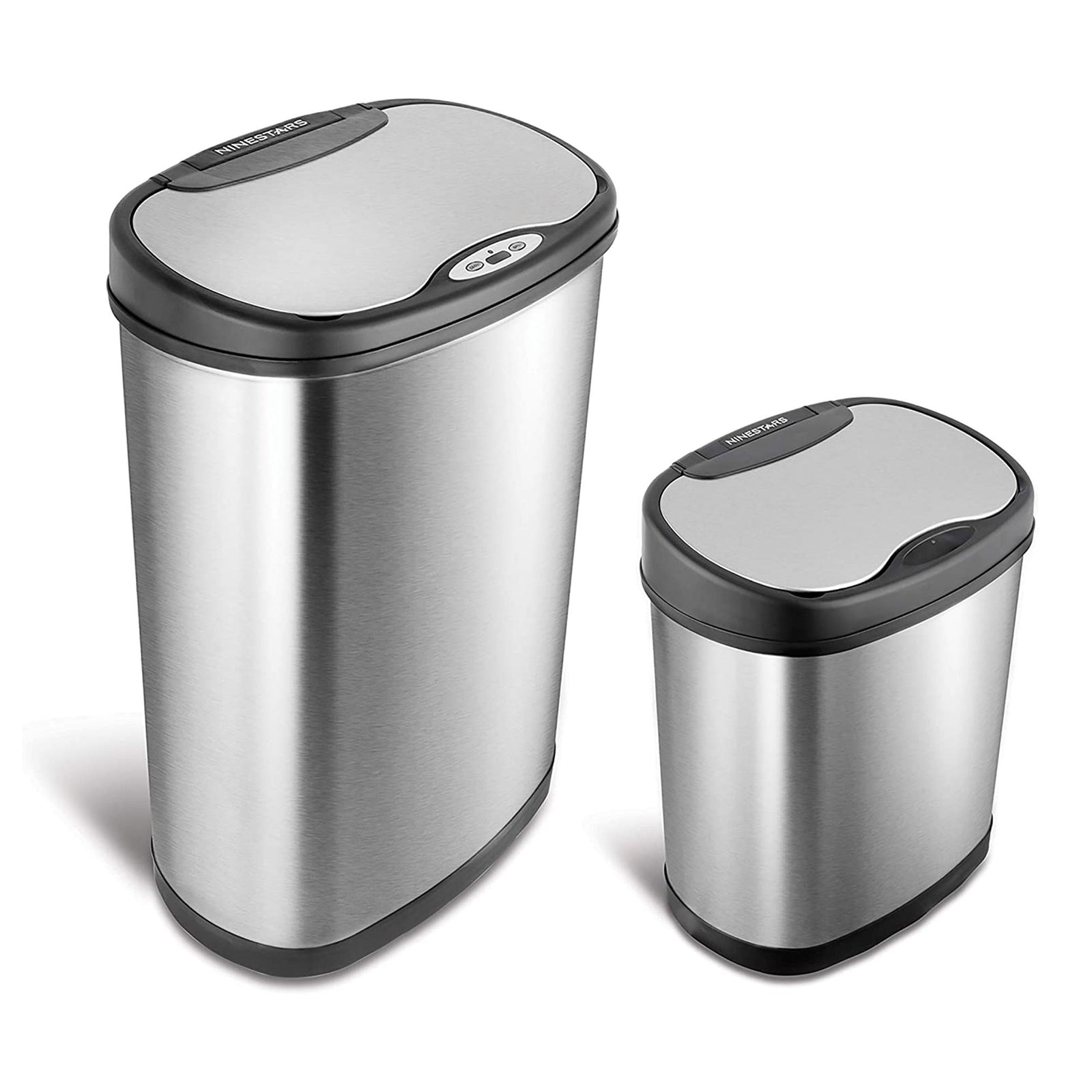 NINESTARS 13.2 Gallon & 3.2 Gallon Dual Stainless Steel Motion Sensor Trash Cans - VMInnovations