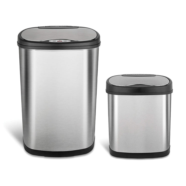 NINESTARS 13.2 Gallon & 3.2 Gallon Dual Stainless Steel Motion Sensor Trash Cans