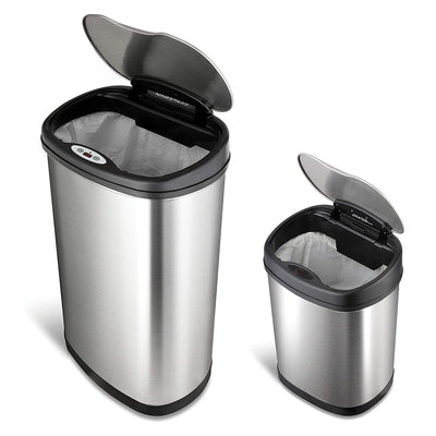 NINESTARS 13.2 Gallon & 3.2 Gallon Stainless Steel Motion Sensor Cans (Open Box) - VMInnovations
