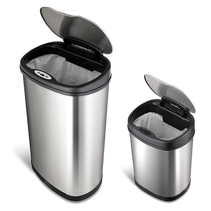 13.2 Gallon & 3.2 Gallon Dual Stainless Steel Motion Sensor Trash Cans (Used) - VMInnovations