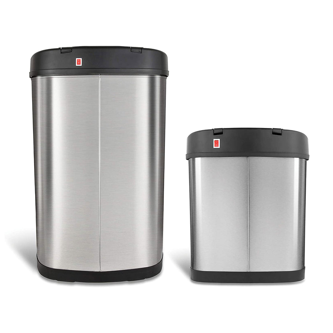 13.2 Gallon & 3.2 Gallon Dual Stainless Steel Motion Sensor Trash Cans (Used) - VMInnovations