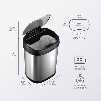 13.2 Gallon & 3.2 Gallon Dual Stainless Steel Motion Sensor Trash Cans (Used) - VMInnovations