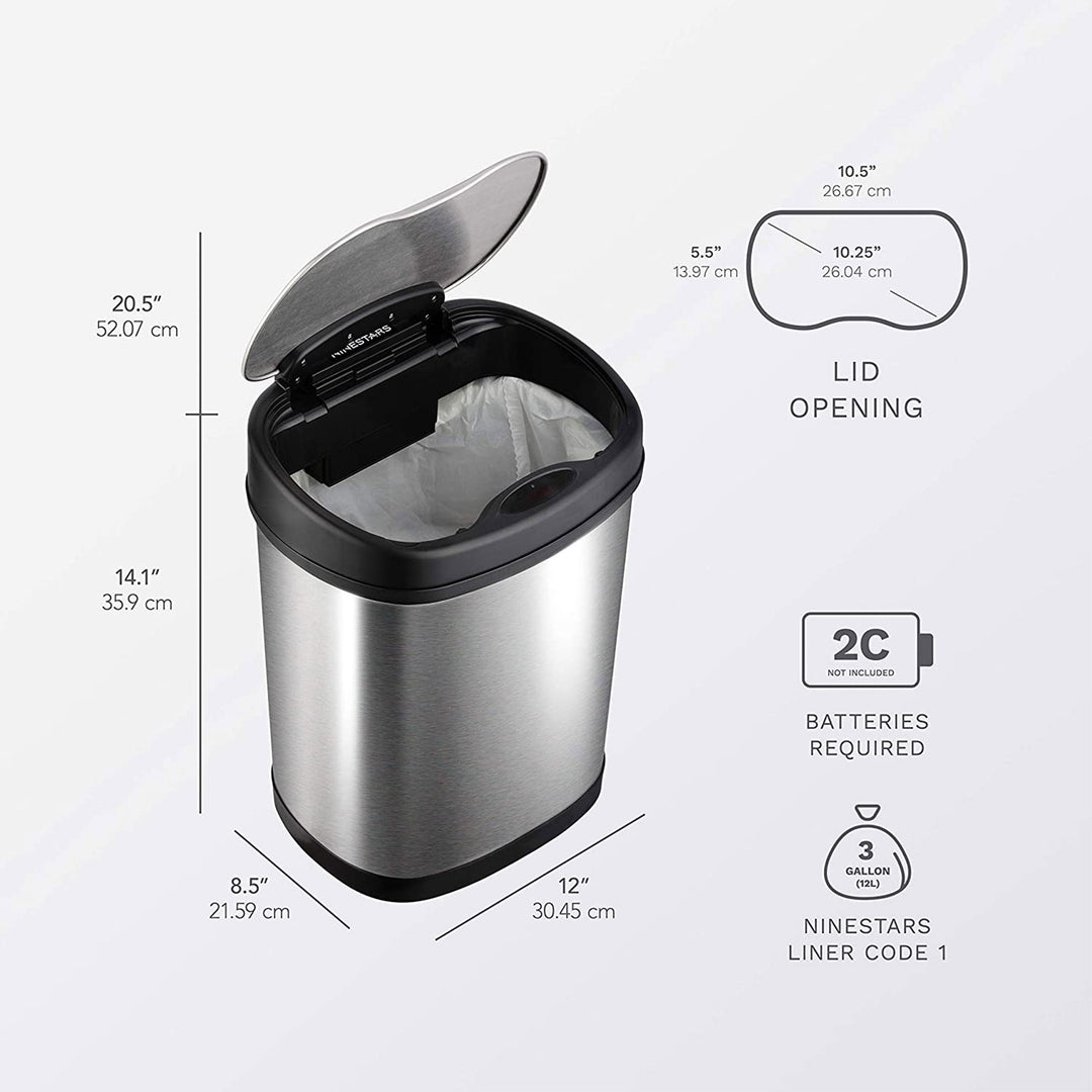 13.2 Gallon & 3.2 Gallon Dual Stainless Steel Motion Sensor Trash Cans (Used) - VMInnovations