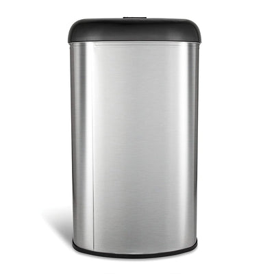 NINESTARS 13 Gal Stainless Steel Semi Round Open Top Trash Can, D Shape, Silver