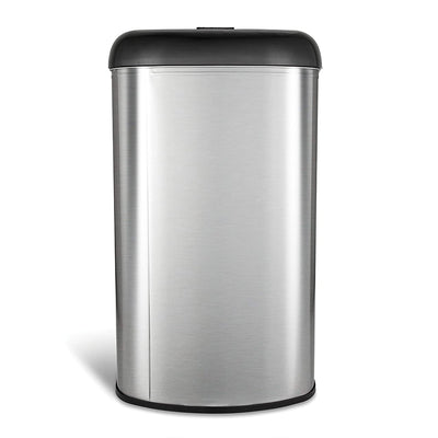 NINESTARS 13 Gal Stainless Steel Semi Round Open Top Trash Can, Silver (2 Pack)