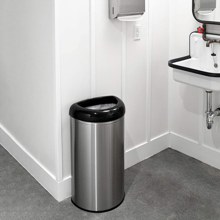 NINESTARS 13 Gal Stainless Steel Semi Round Open Top Trash Can (Open Box) - VMInnovations