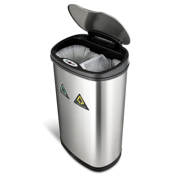 Ninestars Touchless Infrared Motion Sensor 13 Gal Dual Trash & Recycle Can(Used) - VMInnovations