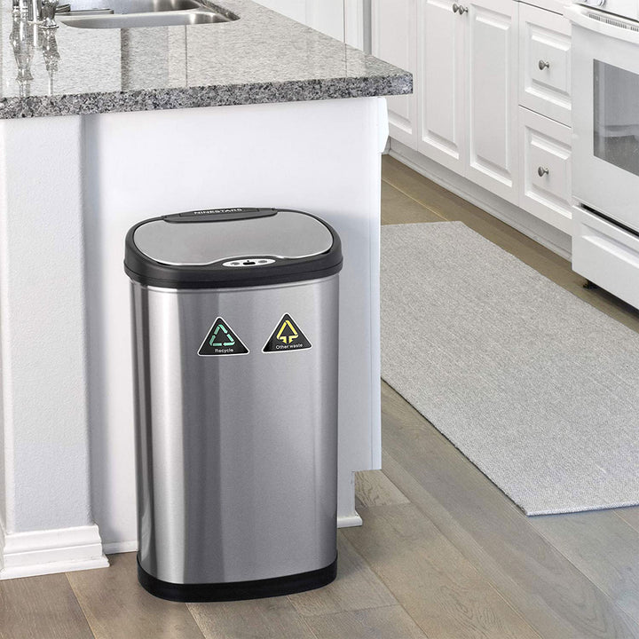 Ninestars Touchless Infrared Motion Sensor 13 Gal Dual Trash & Recycle Can(Used) - VMInnovations