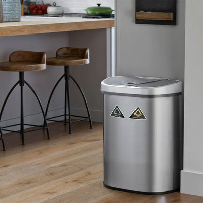 NINESTARS 18.5 Gallon Dual Compartment Automatic Motion Sensor Garbage Trash Can