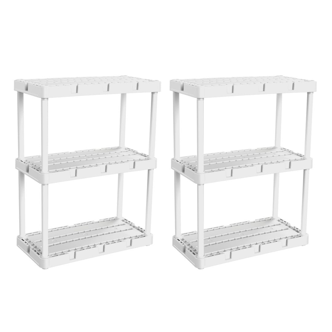 Gracious Living Knect A Shelf 3 Shelf Interlocking Organizers, White (2 Pack)