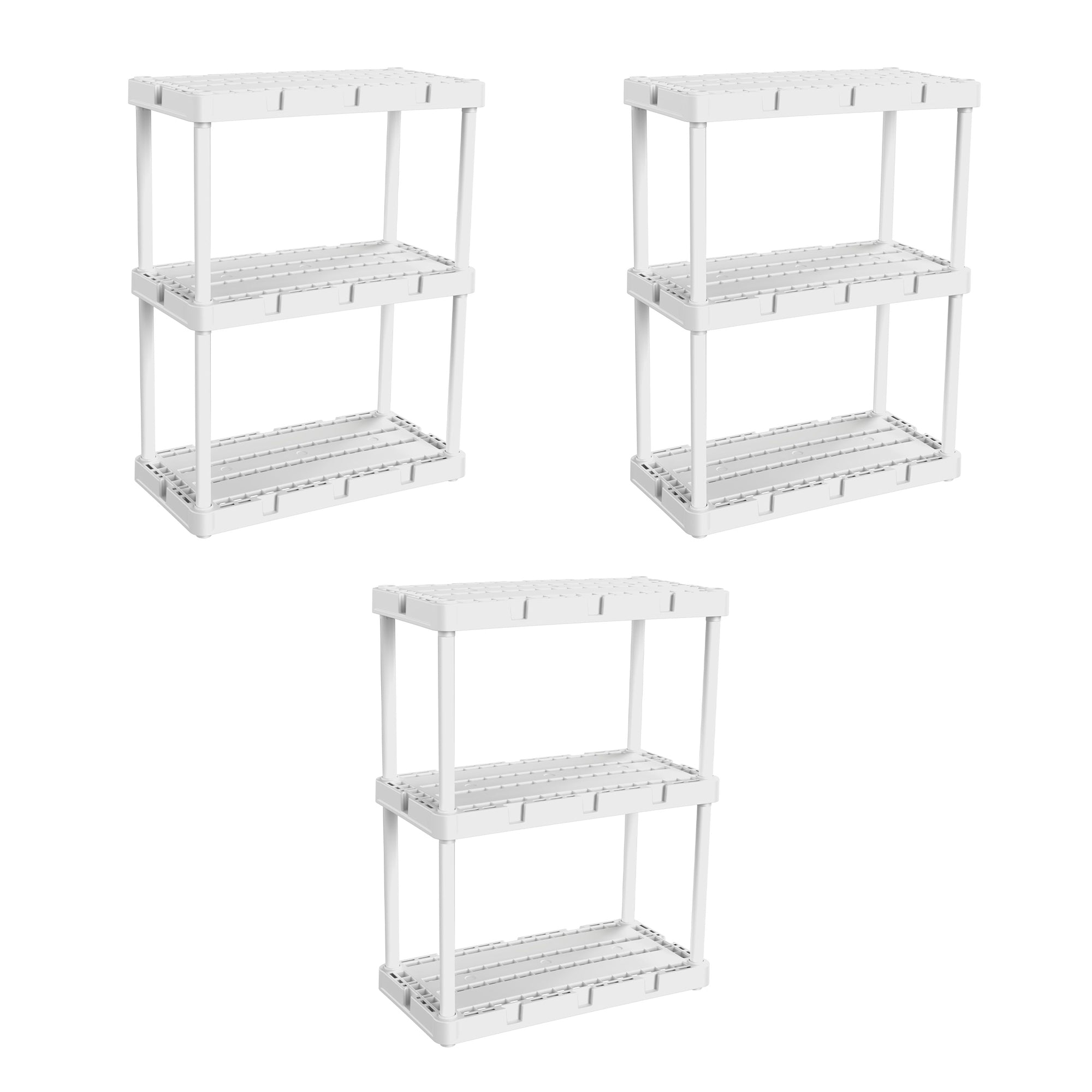Gracious Living Knect A Shelf 3 Shelf Interlocking Organizers, White (3 Pack) - VMInnovations