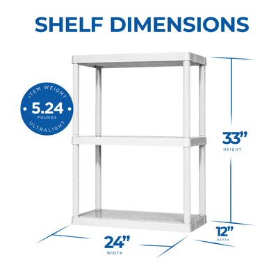 3 Shelf Fixed Height Solid Light Duty Resin Storage Unit, White (Open Box) - VMInnovations