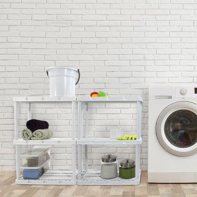 3 Shelf Fixed Height Solid Light Duty Resin Storage Unit, White (Open Box) - VMInnovations