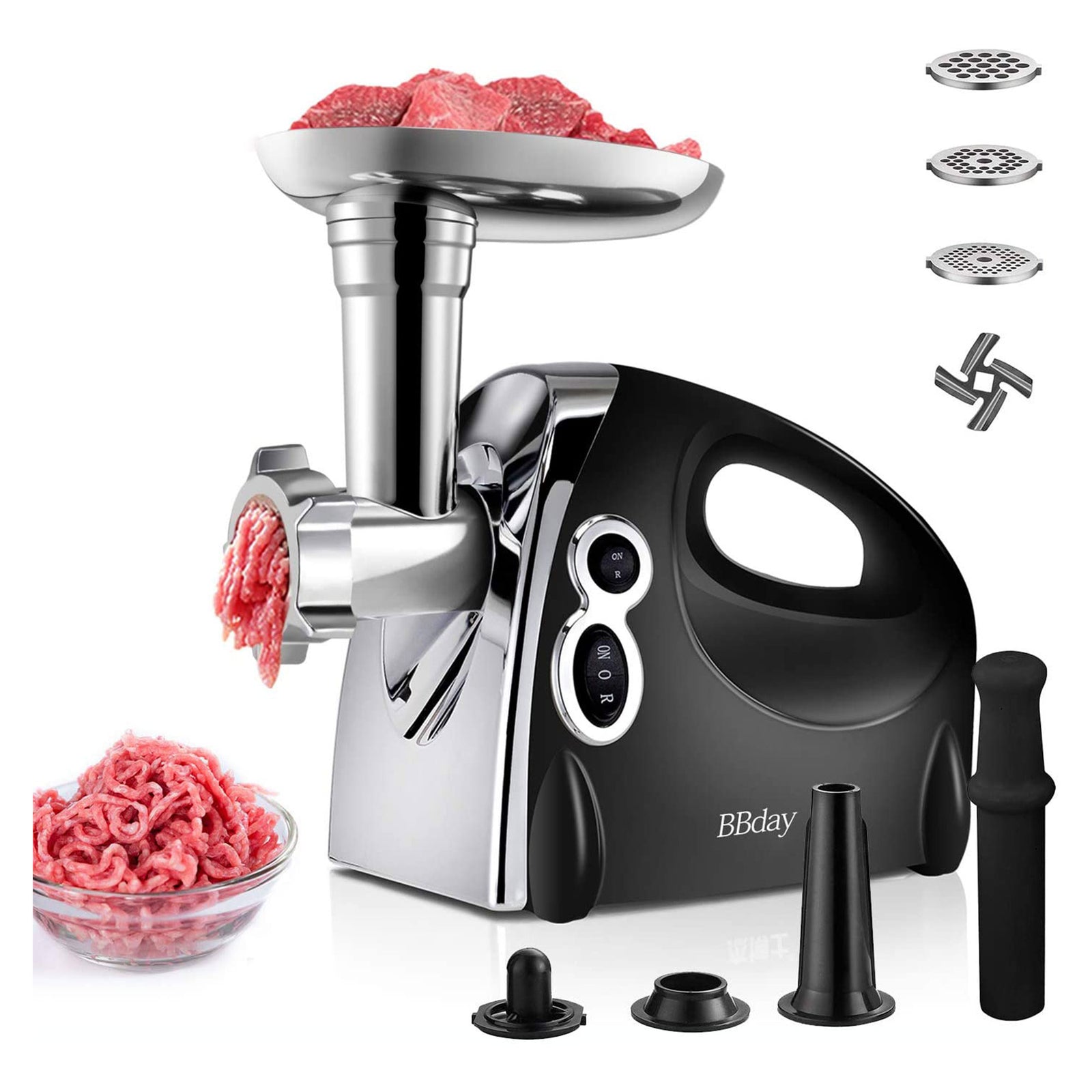 BBday Electric Meat Grinder w/ 3 Grinding Plates & Sausage Kit (Open Box) - VMInnovations