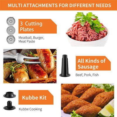 BBday Electric Meat Grinder w/ 3 Grinding Plates & Sausage Kit (Open Box) - VMInnovations