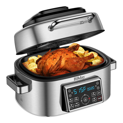 BBday 6.50 Quart 10 in 1 Combination Electric Air Fryer & Indoor Smokeless Grill