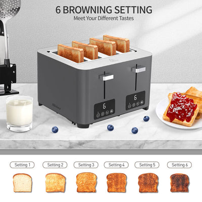 BBday 4 Slice Stainless Steel Toaster w/ Extra Wide Slot & LCD Display(Open Box)