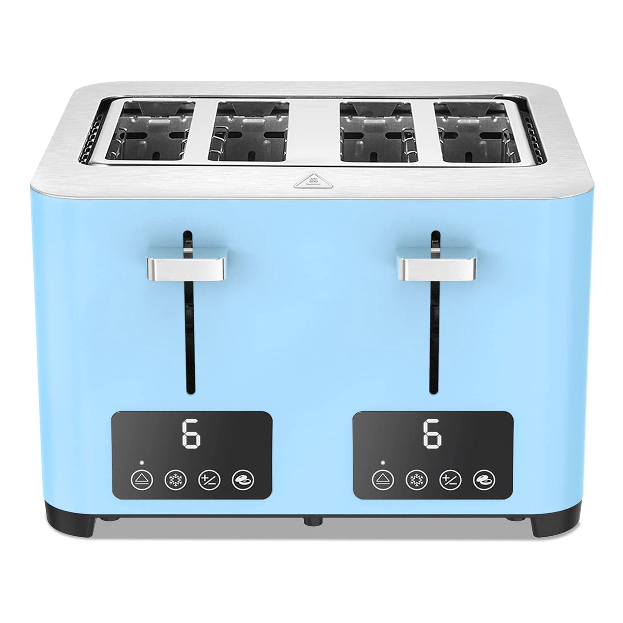 BBday 4 Slice Stainless Steel Toaster with Extra Wide Slot and LCD Display, Blue