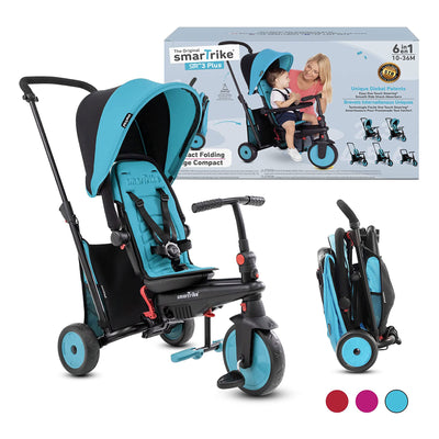 smarTrike 5 in 1 Modular Toddler Stroller Trike with 1 Hand Steering, Light Blue