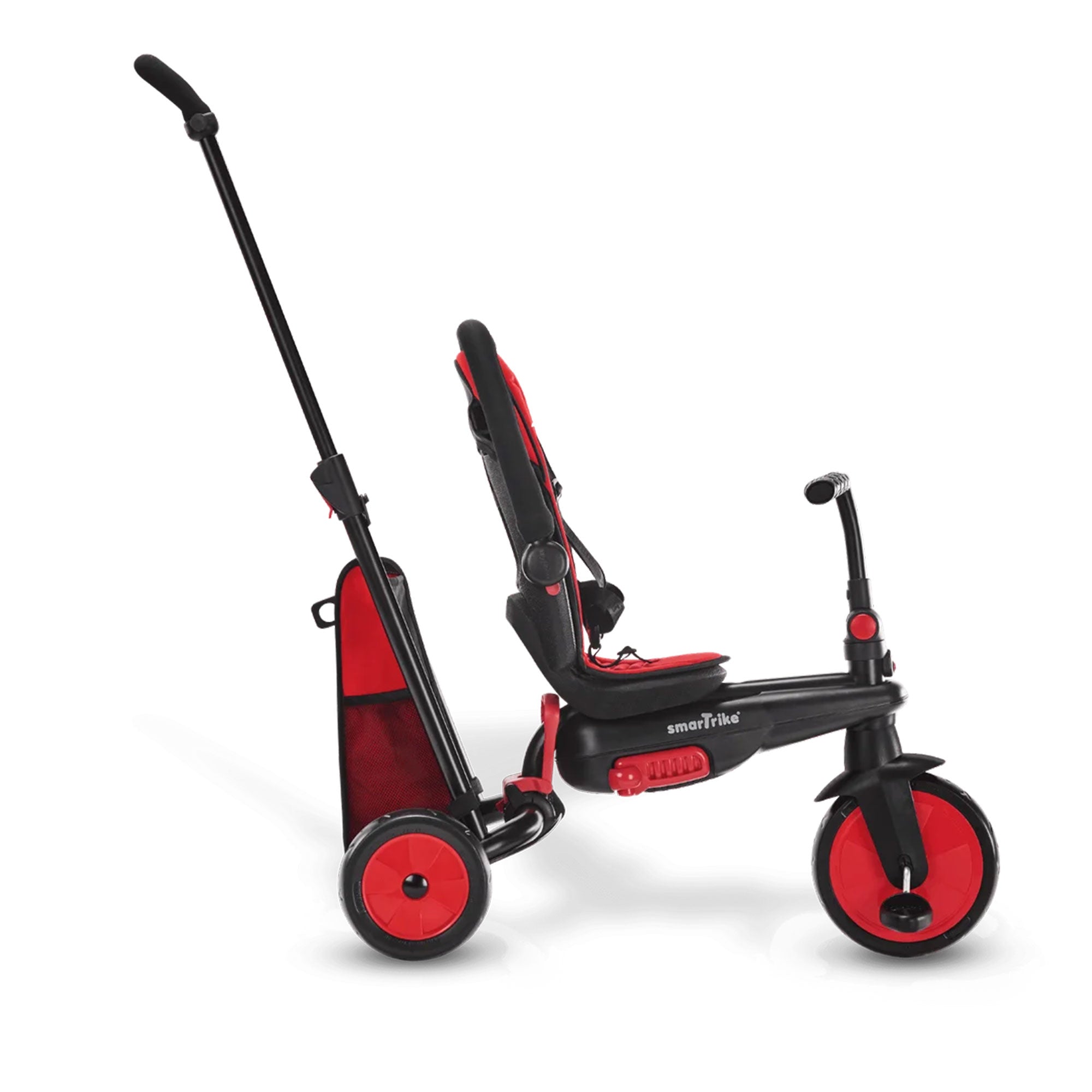 smarTrike 5 in 1 Modular Toddler Stroller Tricycle with 1 Handed Steering, Red