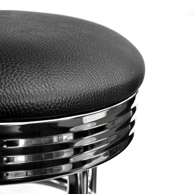 Trinity 30 Inch Double Ring Faux Leather Swivel Seat Bar Stools, 2 Pack, Chrome