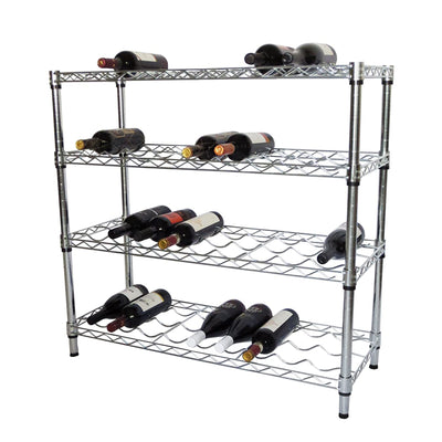 TRINITY EcoStorage 4 Shelf Adjustable Wire Shelving 36 Bottle Wine Rack, Chrome - VMInnovations