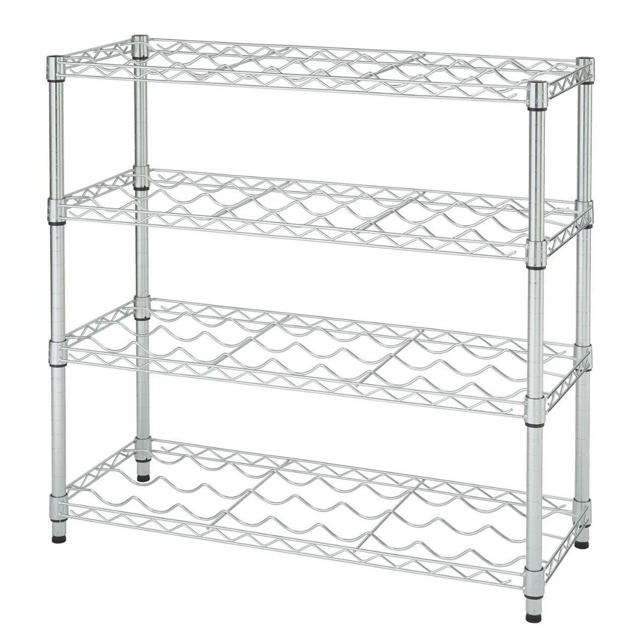 TRINITY EcoStorage 4 Shelf Adjustable Wire Shelving 36 Bottle Wine Rack, Chrome - VMInnovations