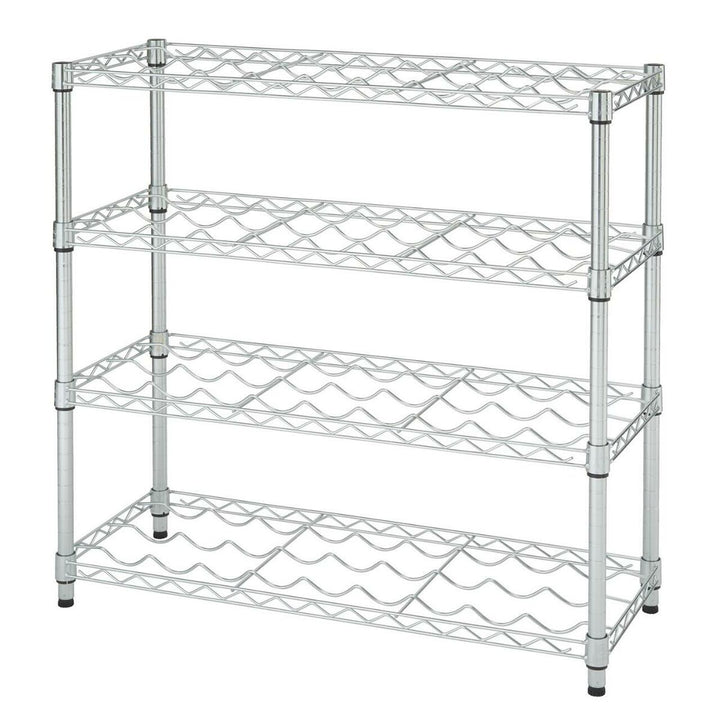 TRINITY EcoStorage 4 Shelf Adjustable Wire Shelving 36 Bottle Wine Rack, Chrome