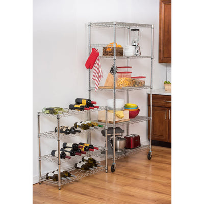 TRINITY EcoStorage 4 Shelf Adjustable Wire Shelving 36 Bottle Wine Rack, Chrome - VMInnovations