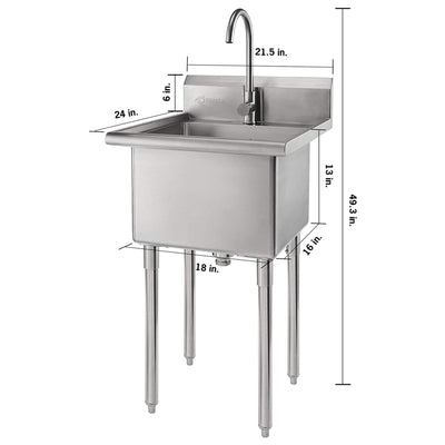 TRINITY Steel Free Standing Utility Sink with Installation Hardware (Open Box)