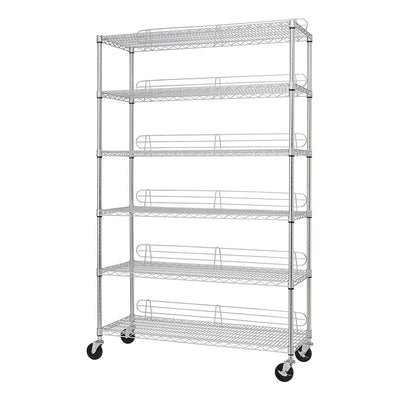 TRINITY EcoStorage Heavy Duty 6 Tier Adjustable Wire Shelving w/ Wheels, Chrome - VMInnovations