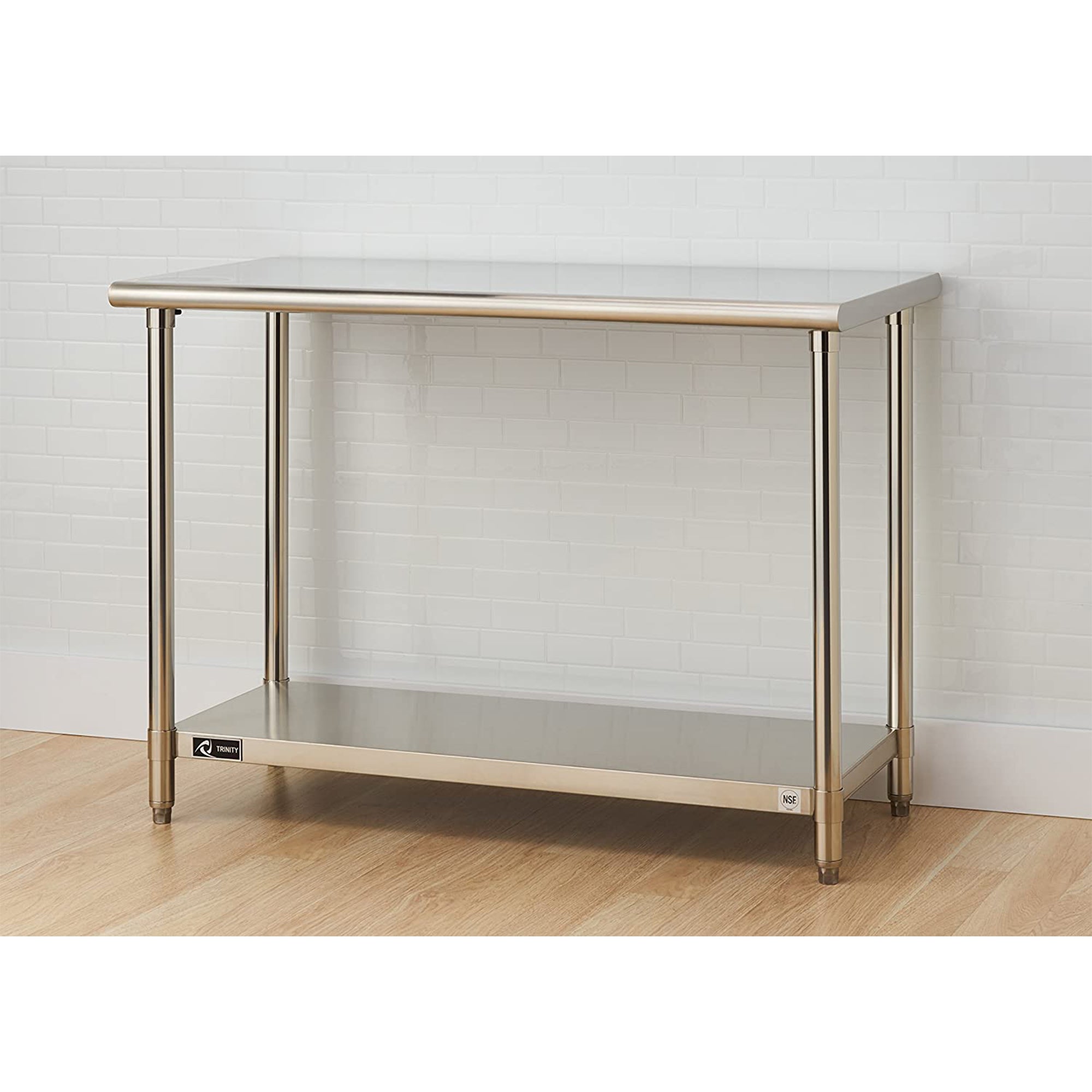 Trinity EcoStorage Adjustable Kitchen or Garage Stainless Steel Table, Chrome - VMInnovations